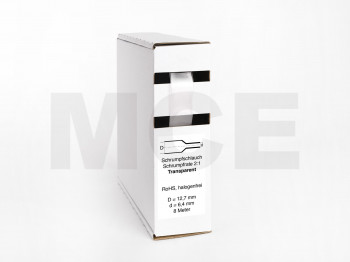Schrumpfschlauch Box 8m Transparent 12,7mm / 6,4mm