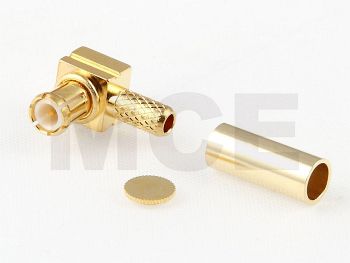 MCX Plug R/A for RG 178 / 196, Gold plated, Crimp
