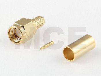 SMA Plug for RG 58, PTFE, Gold plated, Crimp