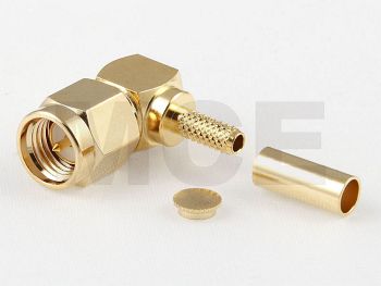 SMA Plug R/A for RG 316 D / RD 316, Gold plated, Crimp
