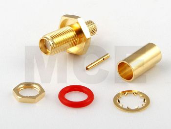 SMA Einbau-Kabelbuchse für RG 223 mit Dichtring, Crimp