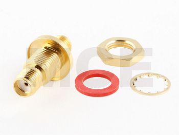 SMA Jack Bulkhead Adapter with O-Ring, Gold Plated