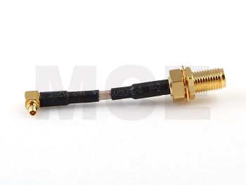 Pigtail, RP MMCX R/A Plug to RP SMA Bulkhead HEX 8, RG 316 ? Length 4cm