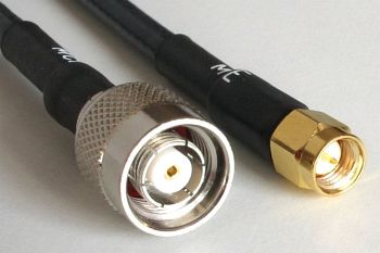 H 155 WLAN Coaxial Cable assembled with RP TNC Male to SMA Male, 1m