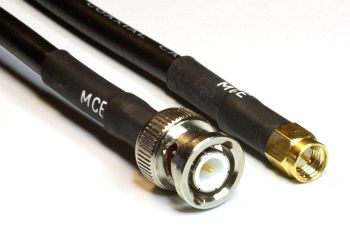 H 155 PE Coaxial Cable assembled with BNC Male to SMA Male, 0,5m