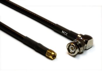 H 155 PE Coaxial Cable assembled with BNC Male R/A to SMA Male, 1m