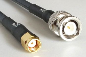 H 155 PE WLAN Coaxial Cable assembled RP SMA MALE to BNC MALE, 9m