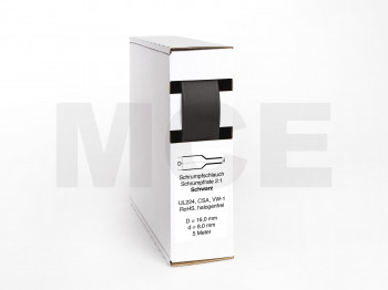Schrumpfschlauch Box 5m Schwarz 16,0mm / 8,0mm