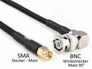 CLF 200 Coaxial Cable Assemblies with BNC Male R/A to SMA Male, 0,5m