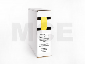 Schrumpfschlauch Box 12m Gelb 6,4mm / 3,0mm