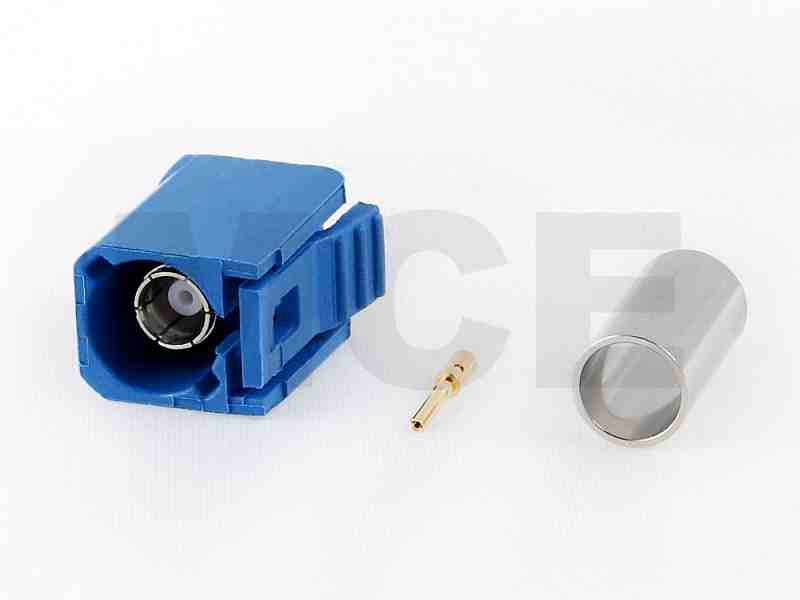 FAKRA Jack for RG 58, Crimp, Coding C, Blue RAL 5005