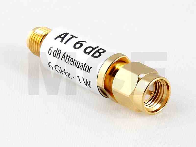 SMA Attenuator 6dB, 1W, DC to 6GHz, SMA Plug to SMA Jack