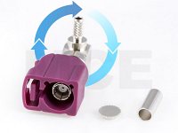 FAKRA Winkel-Buchse für RG 174, drehbar, Code D, Bordeaux