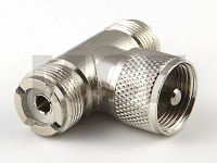 UHF Adapter / UHF T Type, UHF Jack to UHF Plug to UHF Jack